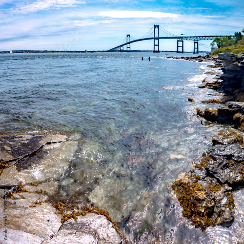 The Claiborne Pell Bridge is among the longest suspension bridges in the world located in Newport, RI, USA. photo