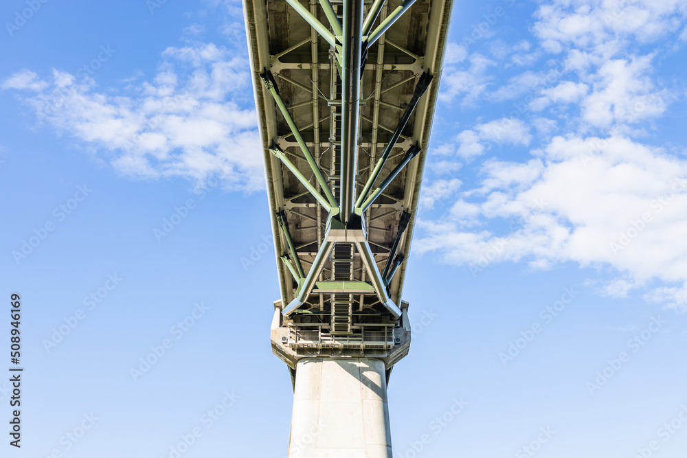 Gigantic steel sturcture under the pedestrian bridge Gigantic steel sturcture under the pedestrian bridge
