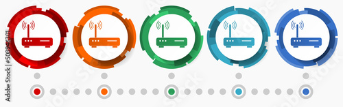 Wifi, router concept vector icon set, flat design pointers, infographic template