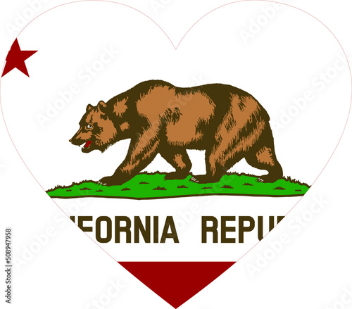 Flag of US federal state of California within a heart shape photo