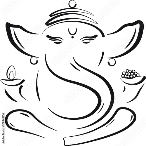 Ganesha icon vector design black and white