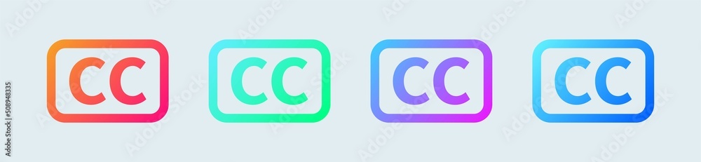 Fototapeta premium Closed captioning icon in gradient colors. Vector illustration.