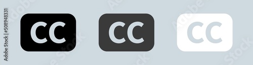 Closed captioning solid icon in black and white colors. Simple icon collection.