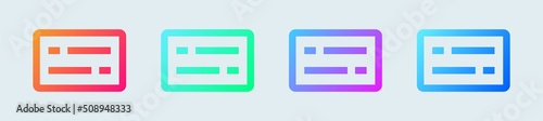 Subtitle vector icon in gradient colors. Vector illustration.