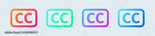 Closed captioning icon in gradient colors. Vector illustration.