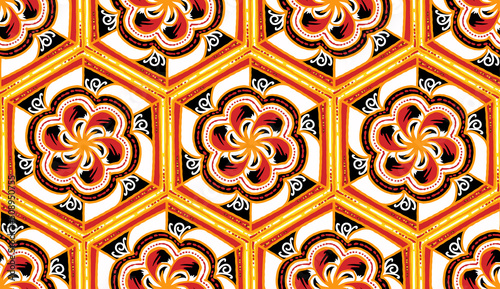 Geometric ethnic pattern seamless flower color oriental. seamless pattern. Design for fabric, curtain, background, carpet, wallpaper, clothing, wrapping, Batik, fabric,Vector illustration. pattern sty