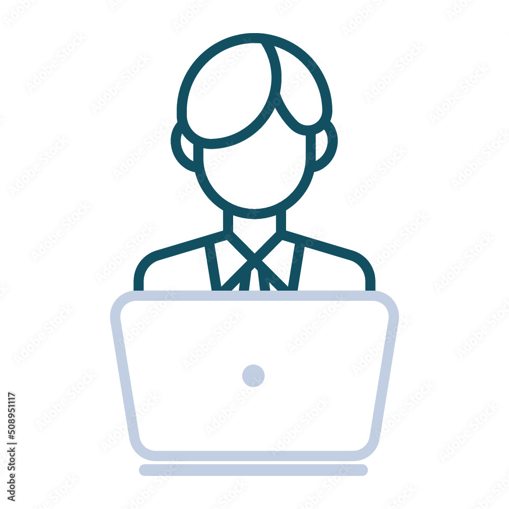 Employee, laptop, work icon