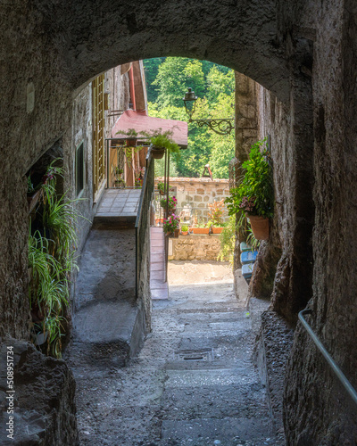 Fototapeta Naklejka Na Ścianę i Meble -  The beautiful little town of Capranica, in the Viterbo Province. Lazio, central Italy.