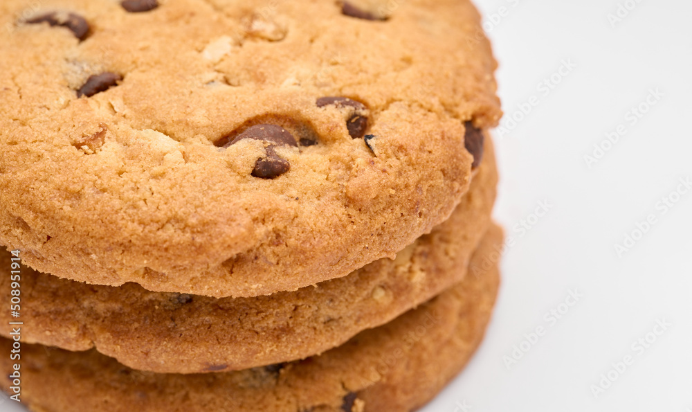 Homemade chocolate cookies on white background. Dessert. Homemade chocolate cookies on white background. Dessert.