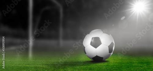 Soccer Fußball im Fußballstadion im Scheinwerferlicht © by-studio