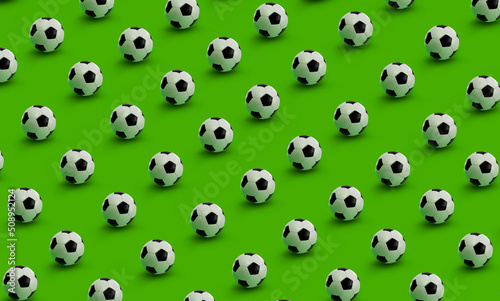 Soccer Fußbälle vor grünem Hintergrund 3d