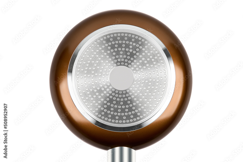 New black pan on a white background. Dishes. New black pan on a white background. Dishes.