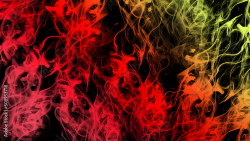 Swarms colorful smoke abstract on black background
