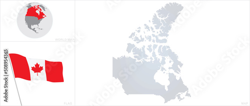 Canada map and flag. vector