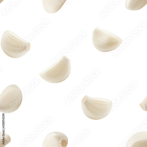Garlic isolated on white background, SEAMLESS, PATTERN