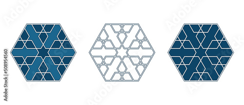 Set of Islamic traditional rosettes for greetings cards decoration and design isolated on white backgrounds. Vector illustration.