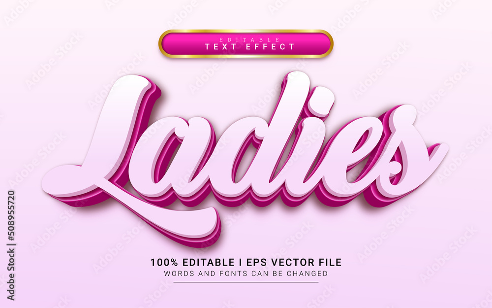 ladies 3d style text effect ladies 3d style text effect