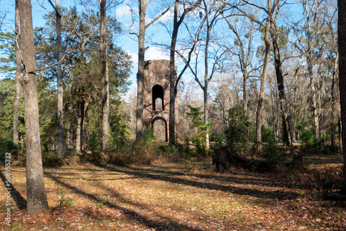The ruins of Saint George's bell tower at the Colonial Dorchester State Historic Park in Summerville, South Carolina