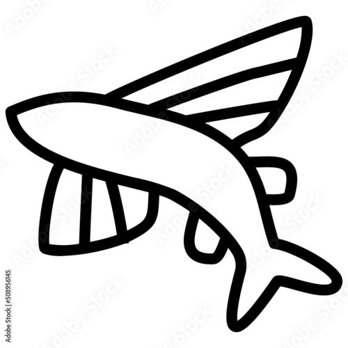 handdrawn flying fish icon