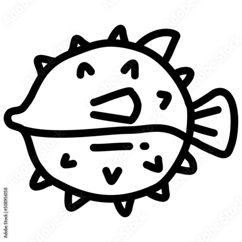 handdrawn puffer fish icon