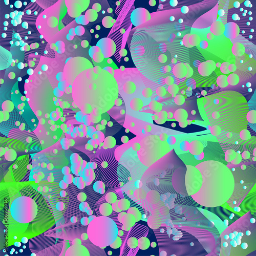 Green abstract bubbles and lines
