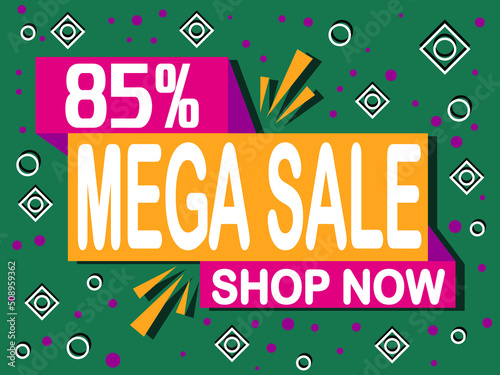 Wallpaper Mural 85% off mega sale. Banner with 85% off icon. Shop now for online sales. Torontodigital.ca