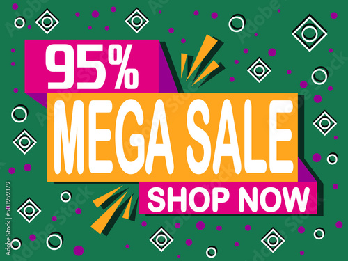 Wallpaper Mural 95% off mega sale. Banner with 95% off icon. Shop now for online sales. Torontodigital.ca