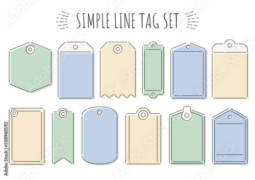 シンプルなラインのタグ・値札・ラベルの素材セット