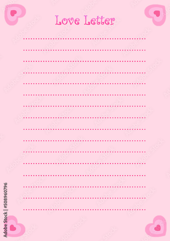 pink love letter card A4
