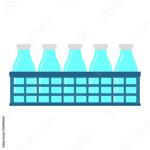 Bottles in a basket box icon. Color silhouette. Side view. Vector simple flat graphic illustration. Isolated object on a white background. Isolate.
