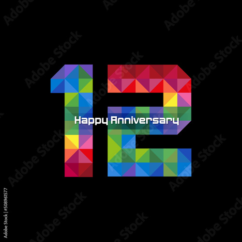 Vector abstract, modification number 12 for symbol or icon celebration twelve year happy anniversary.