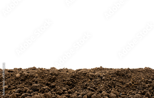 Fertile soil for planting on a white background.