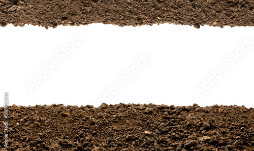 Fertile loam on a completely white background  Isolated soil.