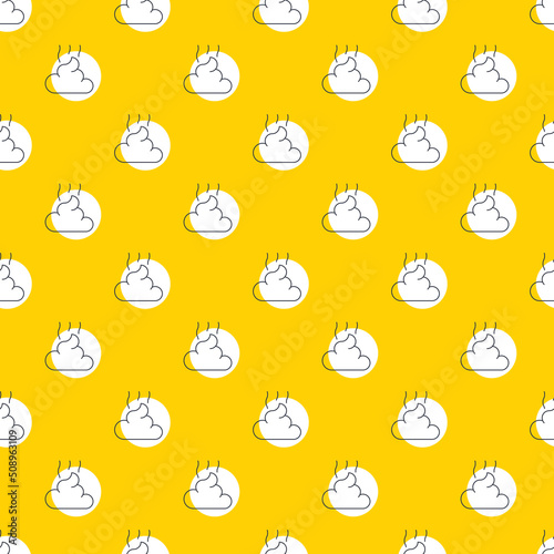 Thin line Poop icons on a yellow background in seamless pattern. Abstract business illustration with repeated elements. Vector background EPS 10
