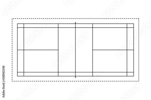 Badminton court outline style vector illustration