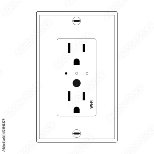 Double US smart plug with wifi vector concept icon in thin line style