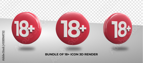 bundle of 3D render 18+  icon 3d render red