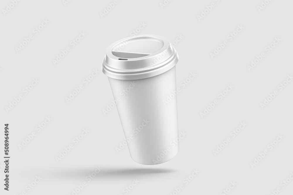Paper coffee cup with plastic cap mockup template, isolated on light grey background. High resolution. Paper coffee cup with plastic cap mockup template, isolated on light grey background. High resolution.