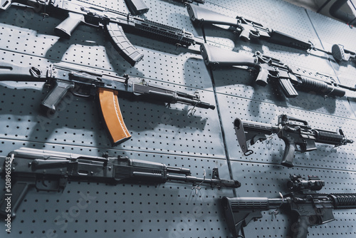 Collection of rifles and carbines on the wall
