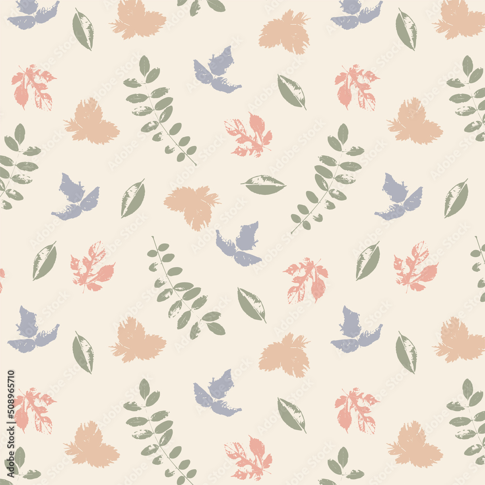 Fototapeta premium Seamless pattern with floral design and hand drawn elements