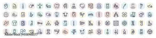 health outline icons set. thin line icons such as brain inside human head, ampoul, medicine hanging bag, medicine container, pet insurance, null, frontal ambulance, fresh soda glass, operating room,
