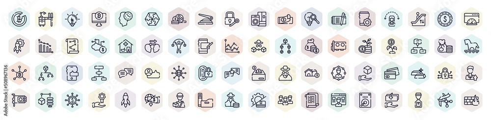 cryptocurrency outline icons set. thin line icons such as old watch, intranet, stack, enquiry, wage, decentralized, water dispenser, personal security, taxes icon.