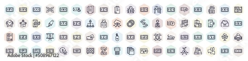 leadership outline icons set. thin line icons such as strategic, dollar, affiliate, viral marketing, jigsaws, high, white paper, statement, hdd icon.