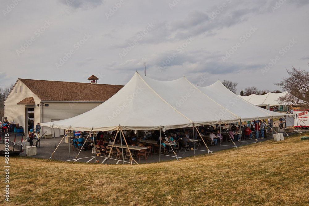 Food tent at a Mud Sale, Amish Country, Penryn, Lancaster County, Pennsylvania, USA