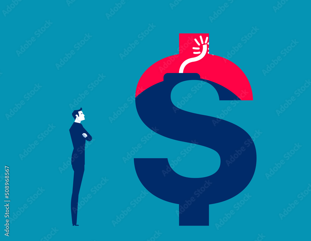 The dollar sign hides a bomb. Business risk vector illustration The dollar sign hides a bomb. Business risk vector illustration