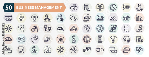 business management outline icons set. thin line icons such as accountant, online payment, , contact book, anonymity, oil barrel, competitor, coworking, consult