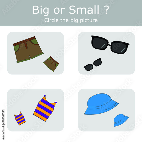 Sort  clothes into large and small. An example of the opposite word antonym for a child