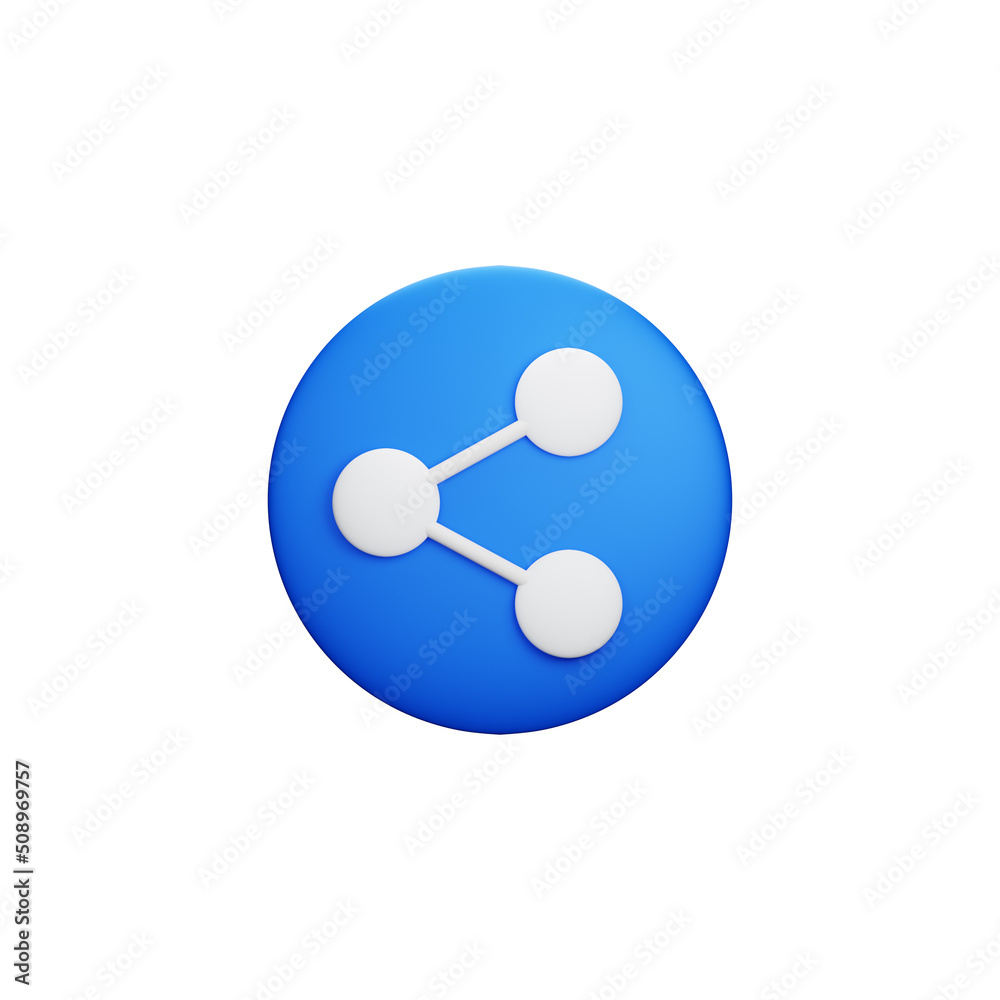 Share button social media on white background. 3D Render Share button social media on white background. 3D Render