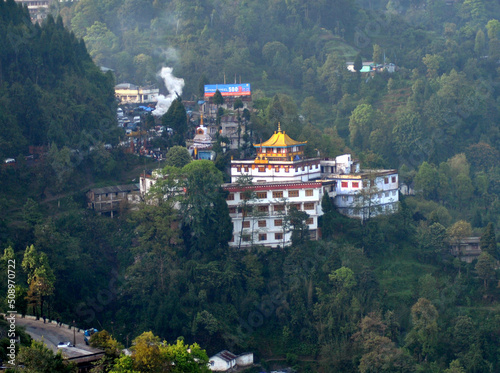  panoramic view of Ghoom Monastery look mesmerizing at Darjeeling, India. Darjeeling is the most popular tourist destination in India promoted by British in 1823.