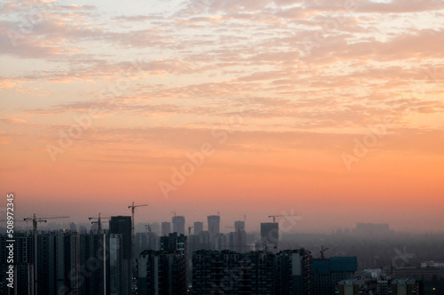 city skyline with clouds 